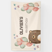 bannière d'anniversaire de l'ours en peluche aquar (Vertical)