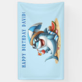 Bannière d'anniversaire de plage Attaque de requin (Vertical)