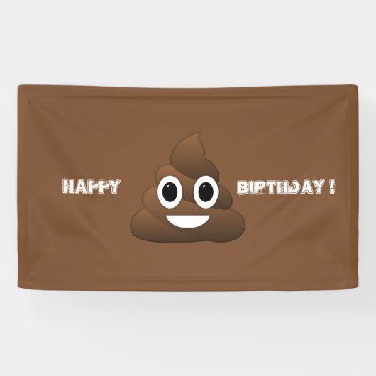 Bannière d'anniversaire de Poop Emoji (Horizontal)