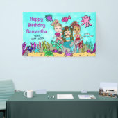 Bannière d'anniversaire de sirène sous la mer (Salon professionnel)