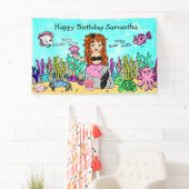 Bannière d'anniversaire de sirène sous la mer (En situation)