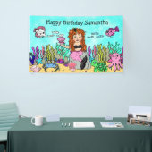Bannière d'anniversaire de sirène sous la mer (Salon professionnel)