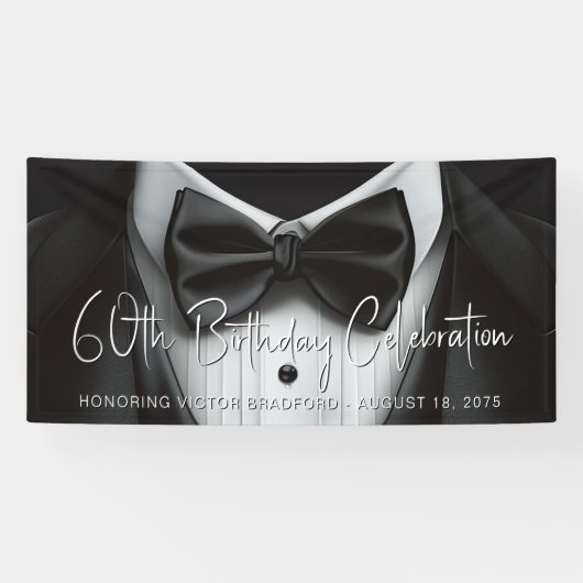 Bannière d'anniversaire de smoking pour hommes (Horizontal)