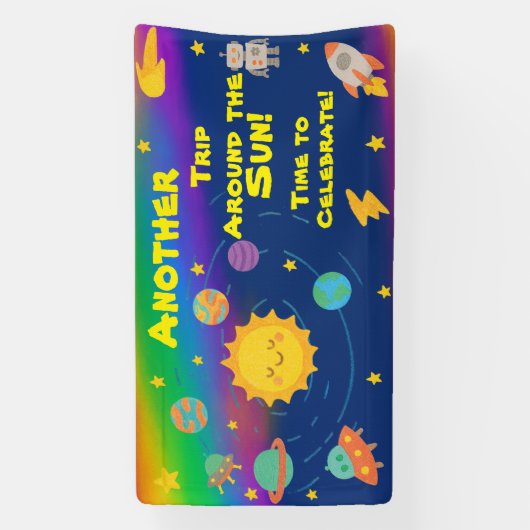 Bannière d'anniversaire de style crayon comestible (Verticale)