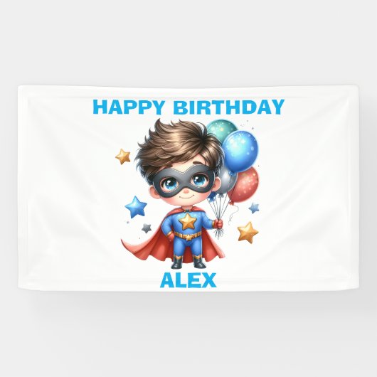 Bannière d'anniversaire de super-héros | Décoratio (Horizontal)
