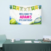 Bannière d'anniversaire de tennis à l'aquarelle (Salon professionnel)