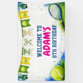 Bannière d'anniversaire de tennis à l'aquarelle (Vertical)
