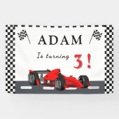 Bannière d'anniversaire de voiture de course 3 ans (Horizontal)