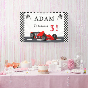 Bannière d'anniversaire de voiture de course 3 ans