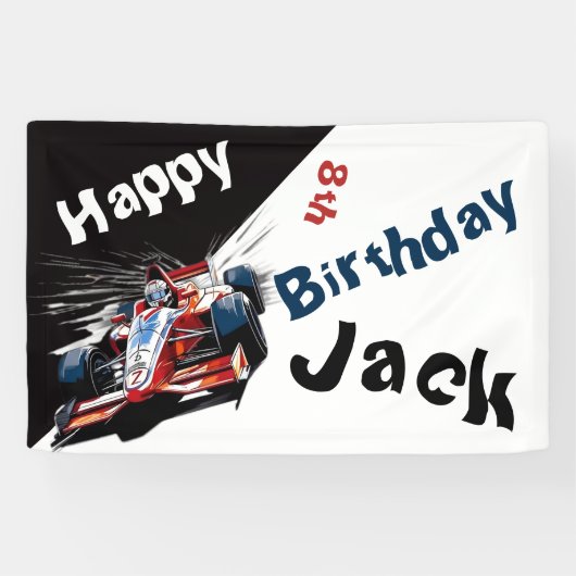 Bannière d'anniversaire de voiture de course modif (Horizontal)