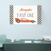 Bannière d'anniversaire de voiture de course rouge (Salon professionnel)
