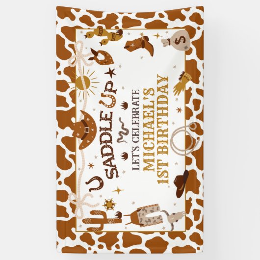 Bannière d'anniversaire de Western First Rodeo (Vertical)