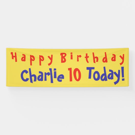 Bannière d'anniversaire d'enfant avec nom et âge (Horizontal)