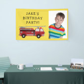 Bannière d'anniversaire d'enfant Camion de pompier (Salon professionnel)