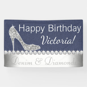 Bannière d'anniversaire Denim et Diamant
