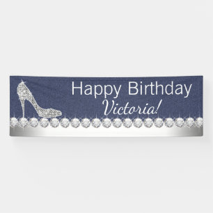 Bannière d'anniversaire Denim et Diamant