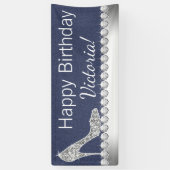 Bannière d'anniversaire Denim et Diamant (Vertical)