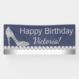 Bannière d'anniversaire Denim et Diamant