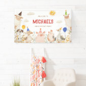 Bannière d'anniversaire des animaux de ferme (En situation)