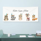 Bannière d'anniversaire des mignons animaux tribau (Salon professionnel)