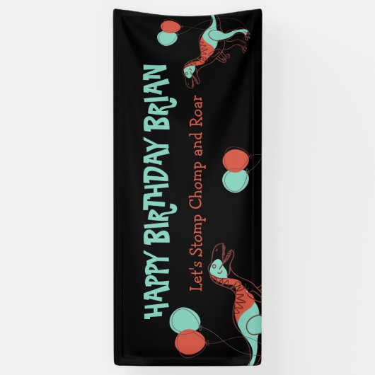 Bannière d'anniversaire des mignons dinosaures (Vertical)