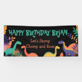 Bannière d'anniversaire des mignons dinosaures (Horizontal)