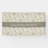 Bannière d'anniversaire des oies d'aquarelle migno (Horizontal)