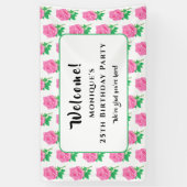 Bannière d'anniversaire des roses roses (Vertical)