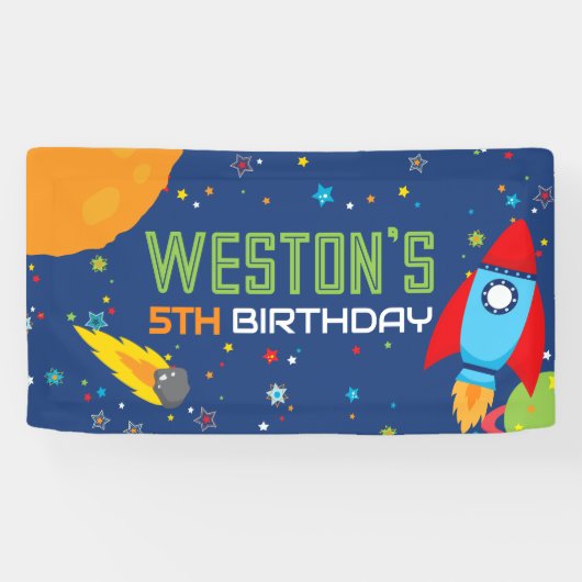 Bannière d'anniversaire d'espace extra-atmosphériq (Horizontal)