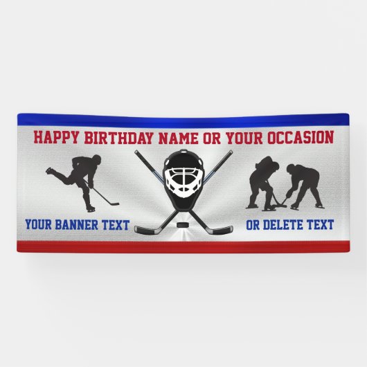 Bannière d'anniversaire d'hockey PERSONNALISÉE par (Horizontal)