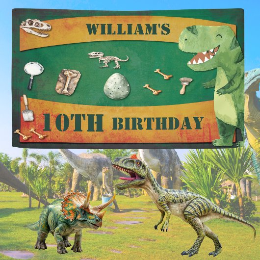 Bannière d'anniversaire Dinosaure