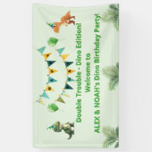 Bannière d'anniversaire Dinosaure pour jumeaux | D (Vertical)