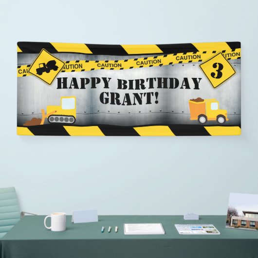 Bannière d'anniversaire du camion de construction (Salon professionnel)