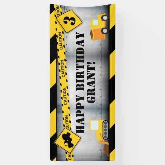 Bannière d'anniversaire du camion de construction (Vertical)