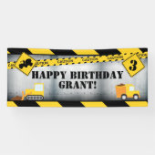 Bannière d'anniversaire du camion de construction (Horizontal)