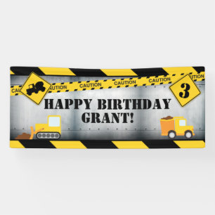 Bannière d'anniversaire du camion de construction