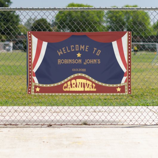 Bannière d'anniversaire du Carnaval bleu et rouge (En situation)