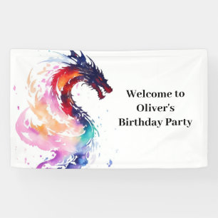 Bannière d'anniversaire du dragon mythique