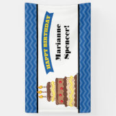 Bannière d'anniversaire du gâteau Chevron jaune bl (Vertical)