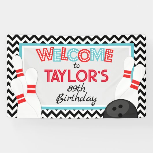 Bannière d'anniversaire du grand bowling Chevron R (Horizontal)
