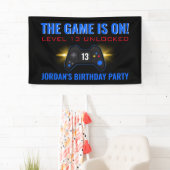 Bannière d'anniversaire du jeu vidéo bleu (En situation)
