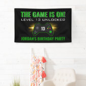Bannière d'anniversaire du jeu vidéo vert (En situation)