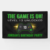 Bannière d'anniversaire du jeu vidéo vert (Horizontal)