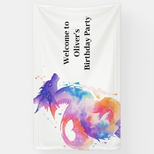 Bannière d'anniversaire du mignon dragon (Vertical)