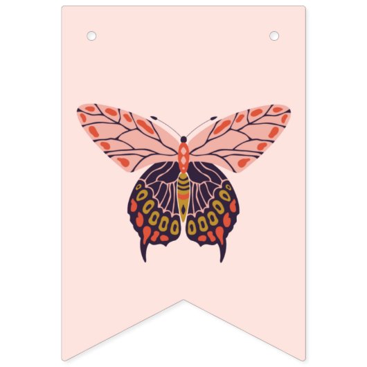 Bannière d'anniversaire du papillon Boho mignon (Premier drapeau)