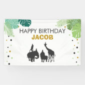 Bannière d'anniversaire du zoo Safari Jungle anima (Horizontal)