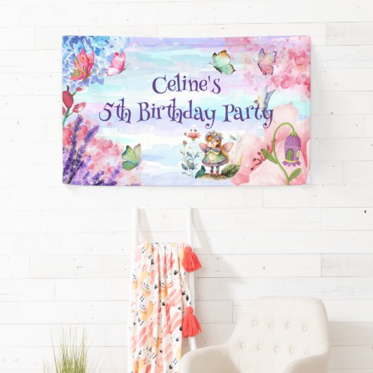 Bannière d'anniversaire fée (En situation)