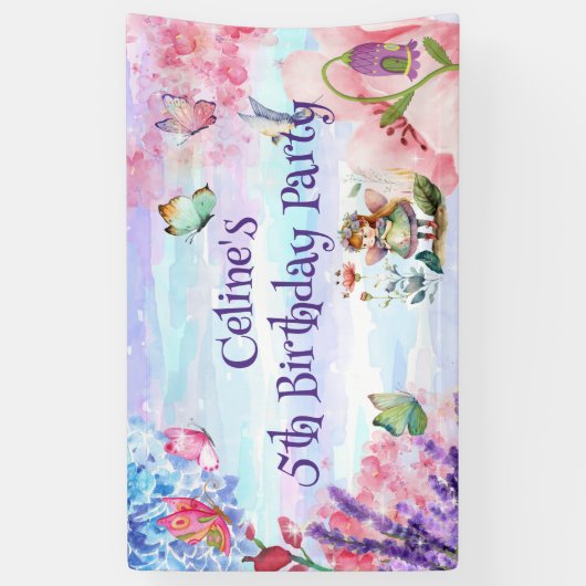 Bannière d'anniversaire fée (Vertical)
