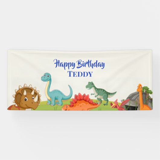 Bannière d'anniversaire Fête de fouilles de dinosa (Horizontal)