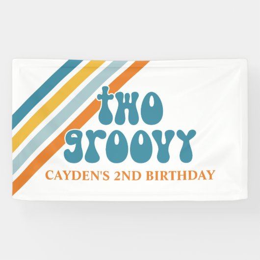 Bannière d'anniversaire garçon avec DEUX rayures r (Horizontal)